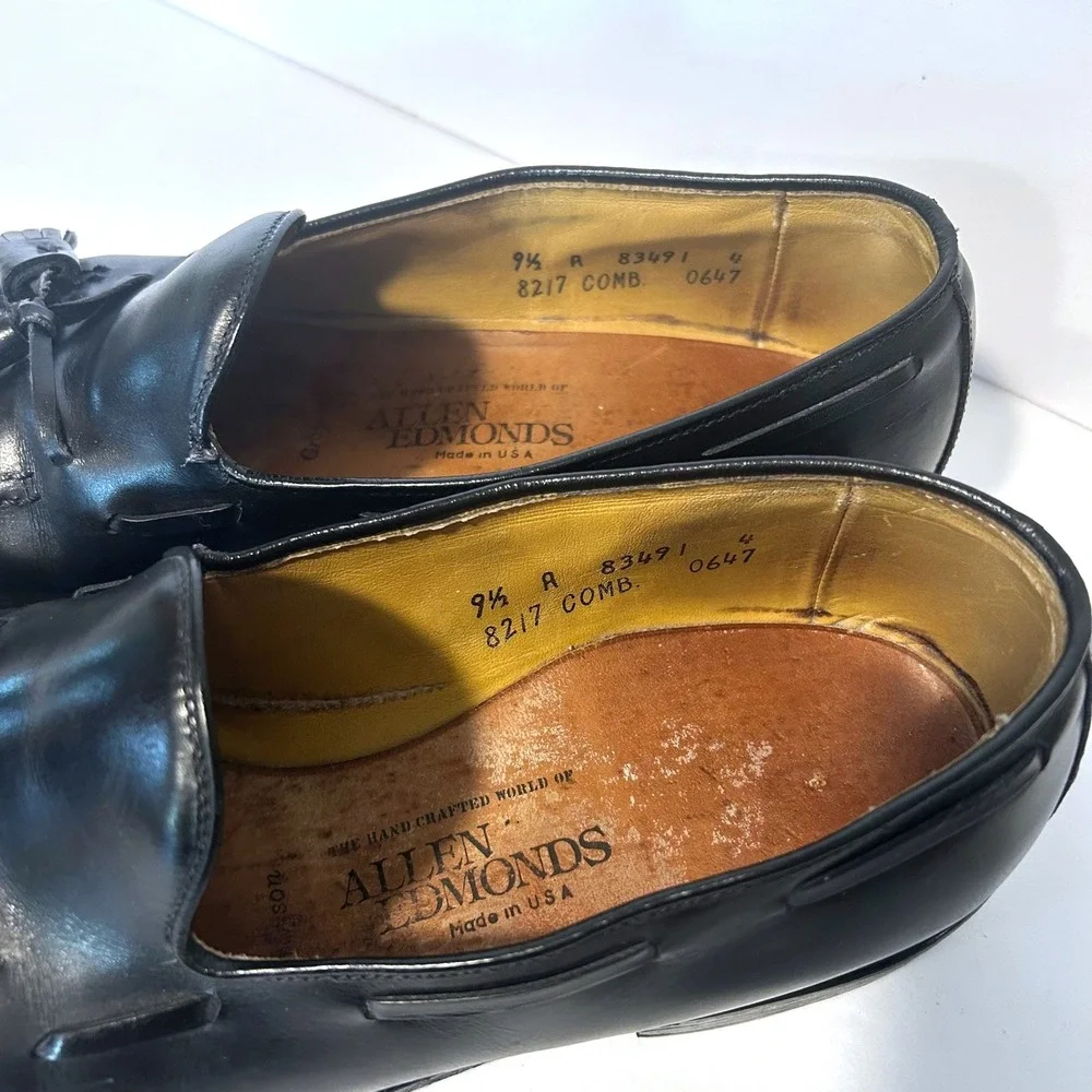 Allen Edmonds Grayson Tassel Loafer Men 9.5 Black Leather Dress Shoes USA Preppy